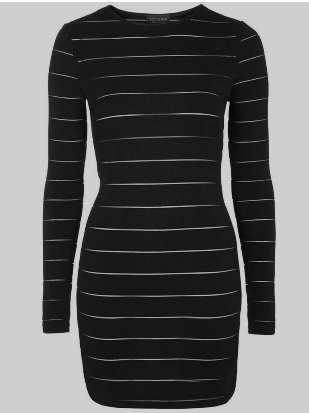 NWOT Topshop Black Striped Long-Sleeve Bodycon Dress Size 6